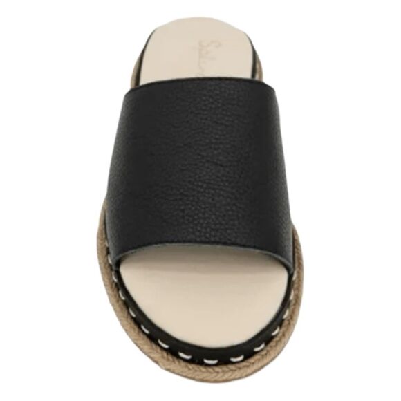 Splendid Calipso Sandal Black Leather Slide Open Toe Wide Strap Flat 8.5 - Picture 4 of 10